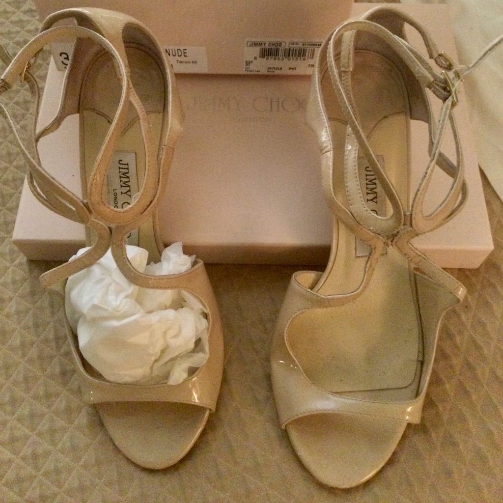 Jimmy Choo Nude Patent Leather Size 37 Lila Sandals